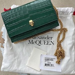 Alexander McQueen Croc Emerald Crossbody leather bag